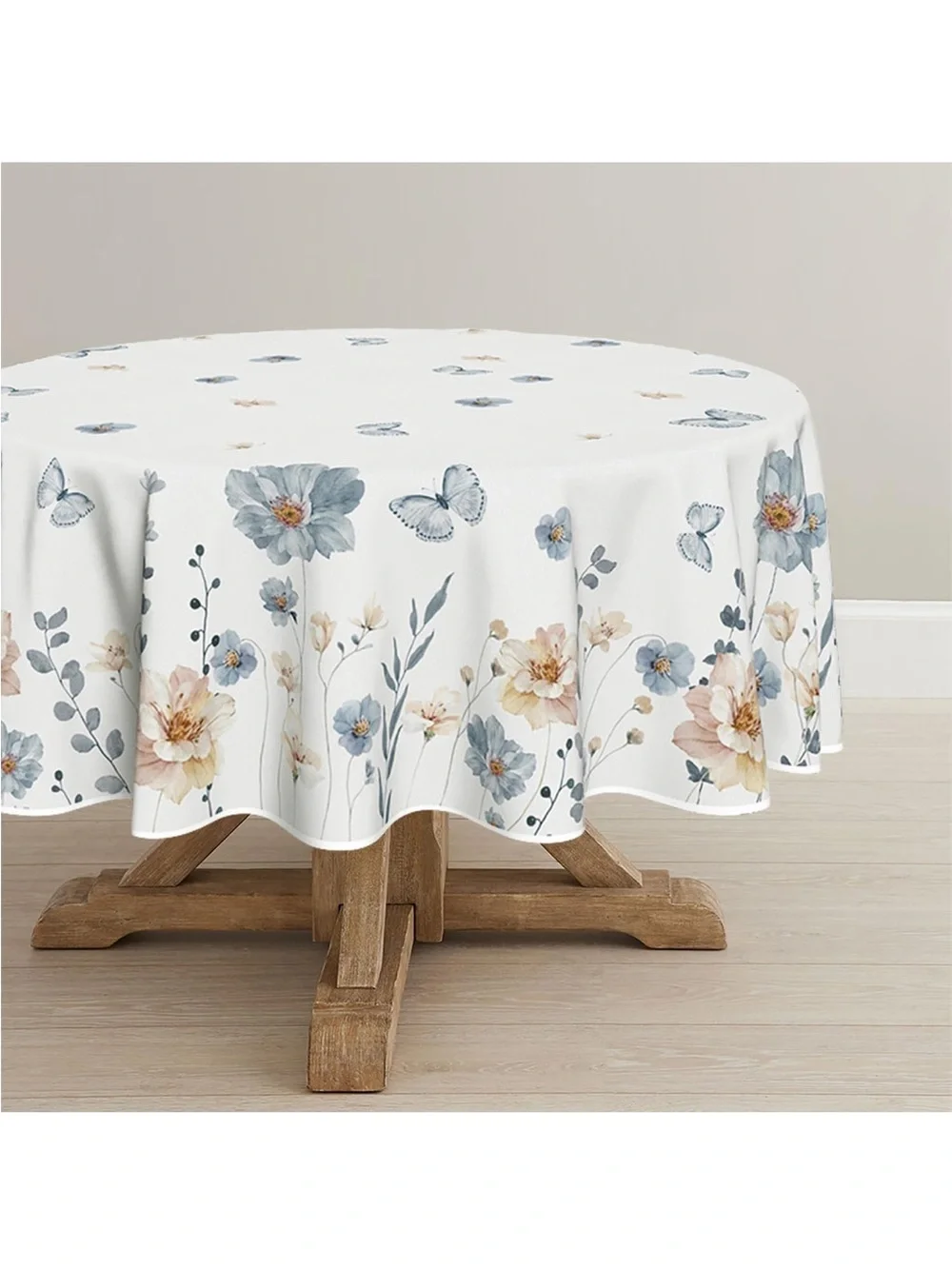 NEW Horaldaily Spring Tablecloth 90 x 90 Inch Round Watercolor Flowers Seasonal